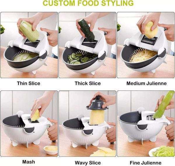 6 in 1 Vegetable Cutter With Wash Basket