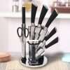 Stainless Steel Premium 8 Pieces Kitchen Knife Set With Rotating Black Stand