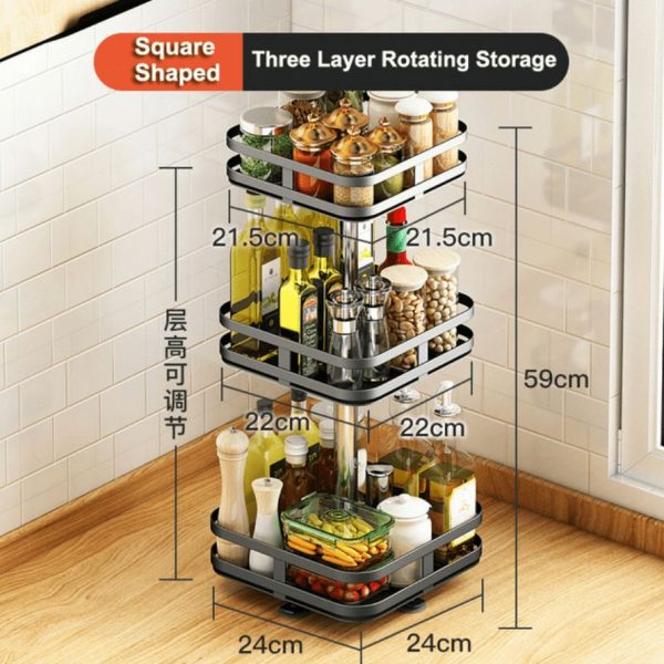 360 Degree Kitchen Spice Rack (Square)