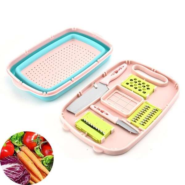 9 IN 1 Cutting Board With Basket & Knife