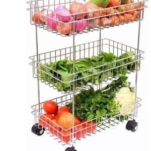 3 Layer Stainless Steel Trolley Storage Rack