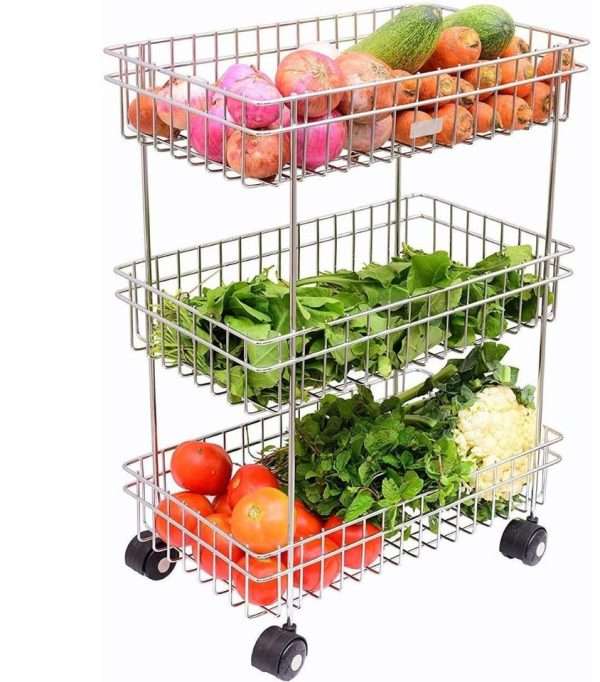 3 Layer Stainless Steel Trolley Storage Rack