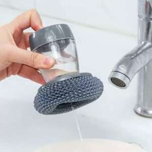 Stainless Steel Scrubber With Push Button Liquid soap Dispenser