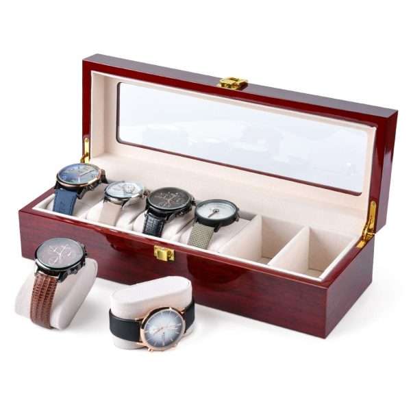 6-Slots Wooden Watch Box