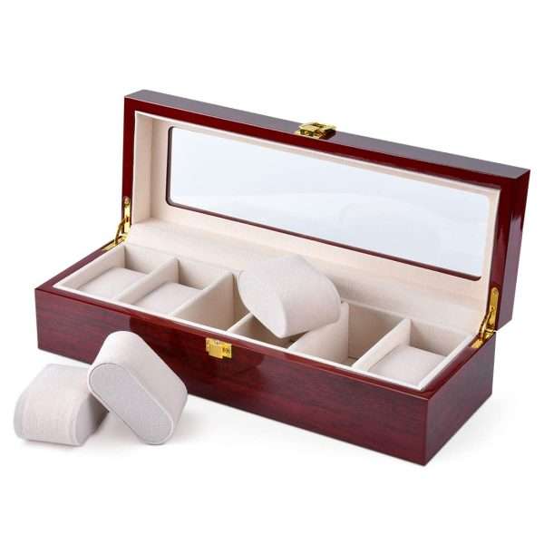 6-Slots Wooden Watch Box