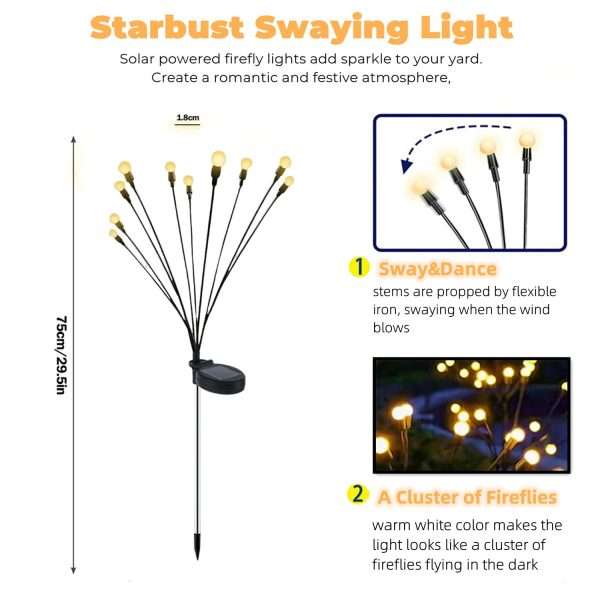 10 Bulbs Solar Firefly Garden Lights