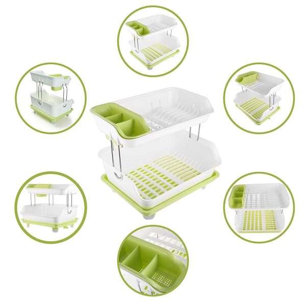 Plastic 2 Layer Kitchen Dish Drainer Storage Rack