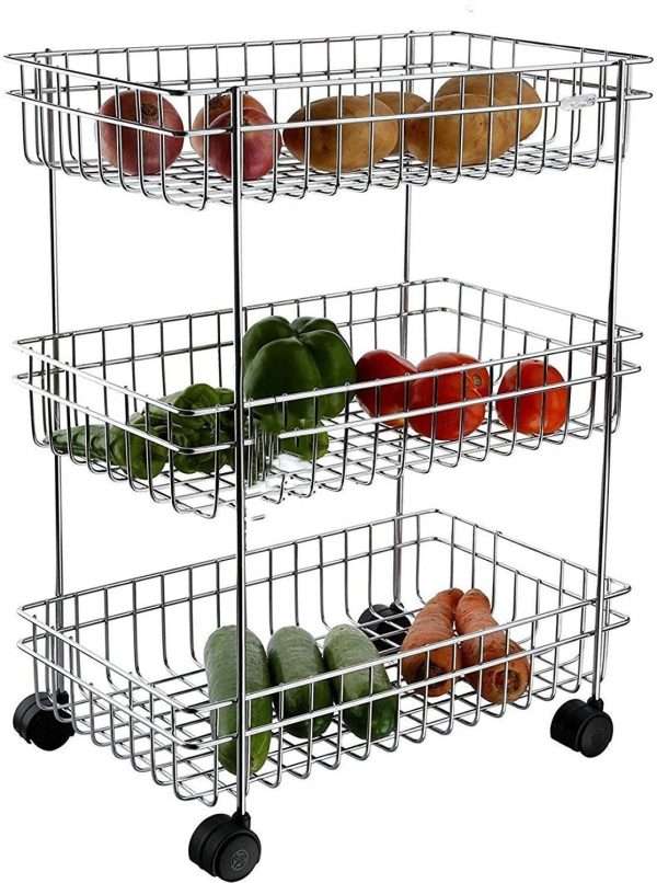 3 Layer Stainless Steel Trolley Storage Rack