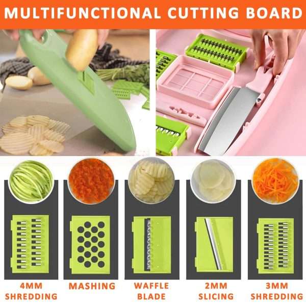 9 IN 1 Cutting Board With Basket & Knife