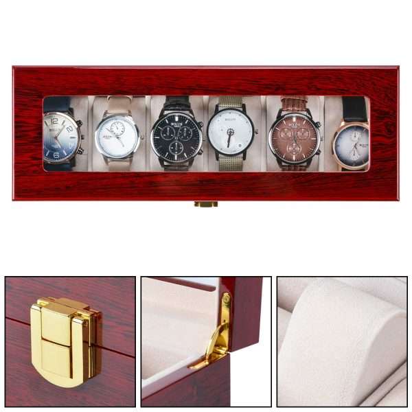 6-Slots Wooden Watch Box