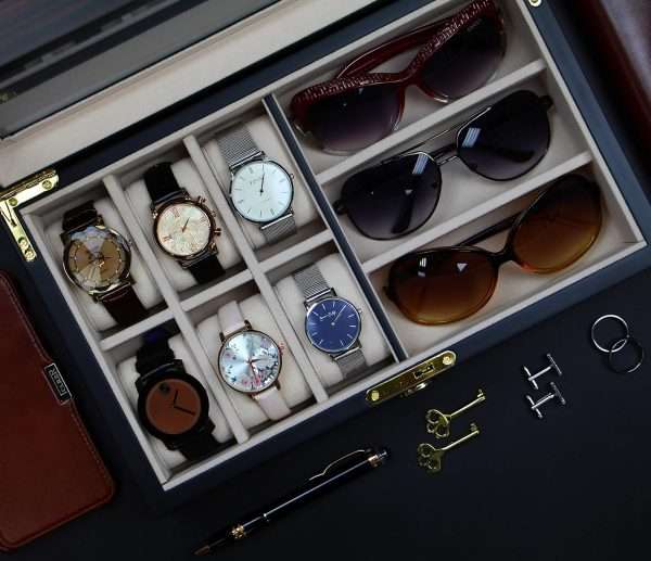 6 Piece Watch Case and 3 Piece Eyeglasses Storage