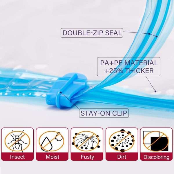 5 Pcs Reusable Vacuum Bags For Clothes With Pump