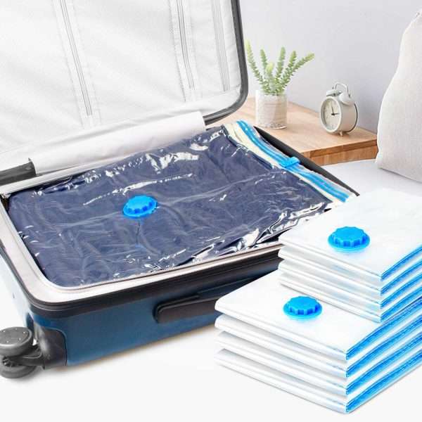 5 Pcs Reusable Vacuum Bags For Clothes With Pump