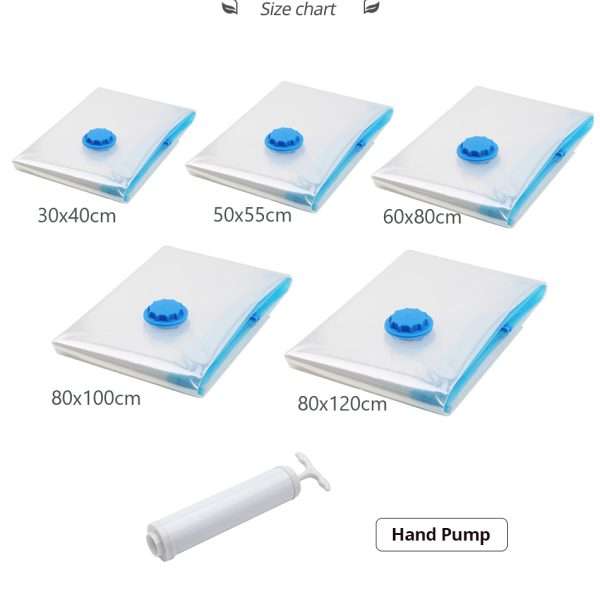 5 Pcs Reusable Vacuum Bags For Clothes With Pump