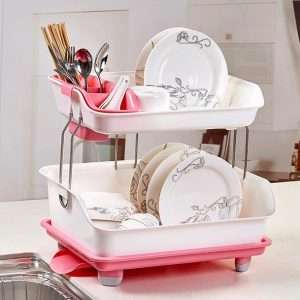 Plastic 2 Layer Kitchen Dish Drainer Storage Rack