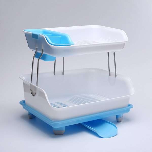 Plastic 2 Layer Kitchen Dish Drainer Storage Rack