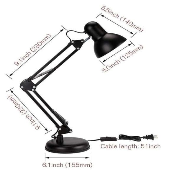 study lamp size