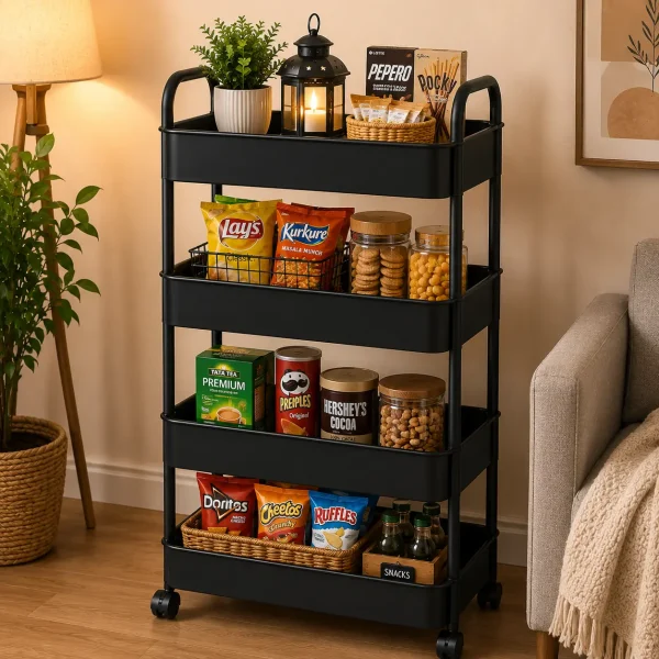 4 Tier Storage Rack Black