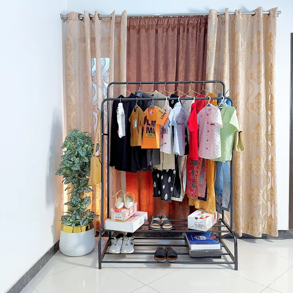 Double Pole Rack with Double Shelves