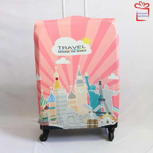 Luggage Cover-Travel Around the World-Pink
