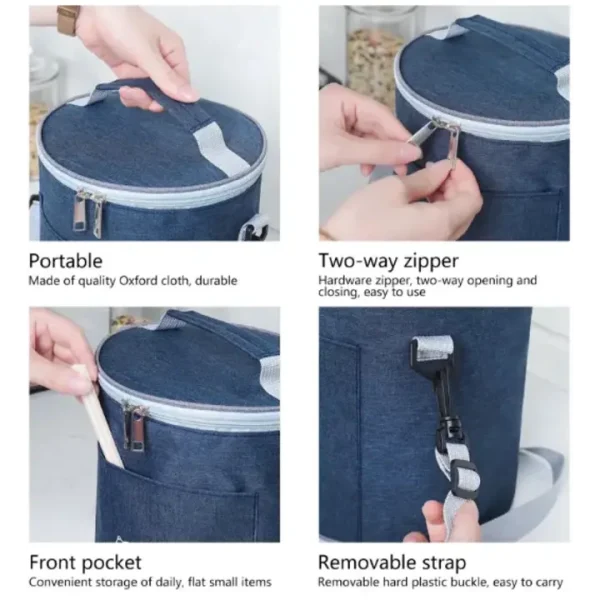 Portable Round Lunch Bag
